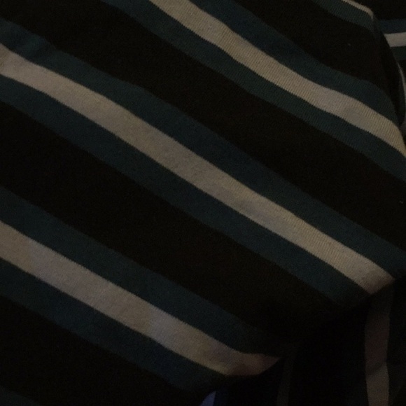 Teal gray and black striped Isaac Mizrahi shirt - Picture 2 of 2